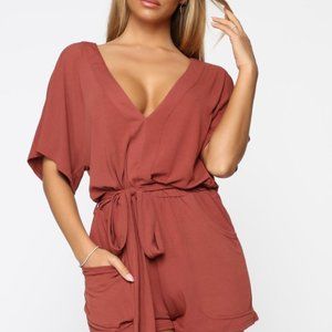 Fashion Nova Marsala Kimono Sleeved Romper